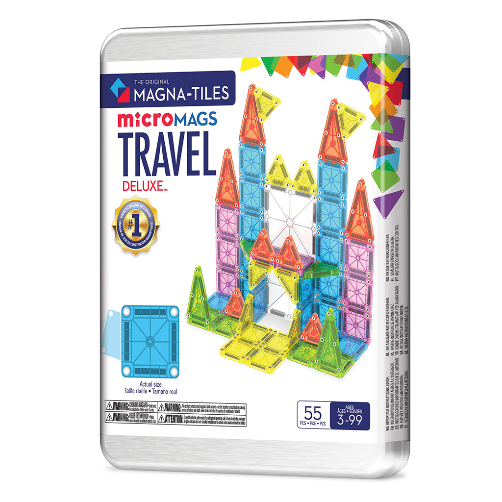 Magna-times Magnetic Building Set, microMAGS Deluxe Travel Set in Box - 55 Pieces