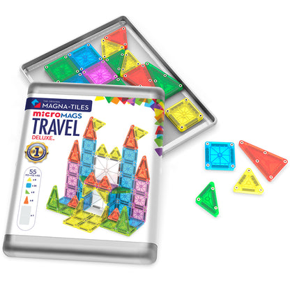 Magna-times Magnetic Building Set, microMAGS Deluxe Travel Set in Box - 55 Pieces