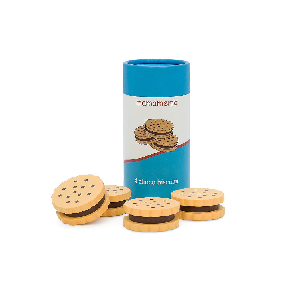 MaMaMeMo Wooden Play Food, Chocolate Biscuits - Pack of 4