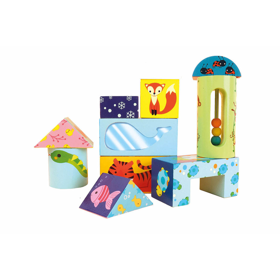 Auzou - 14 Wooden Blocks – 4 with Sound