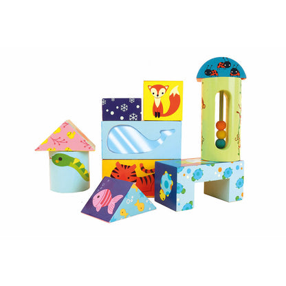 Auzou - 14 Wooden Blocks – 4 with Sound