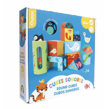 Auzou - 14 Wooden Blocks – 4 with Sound