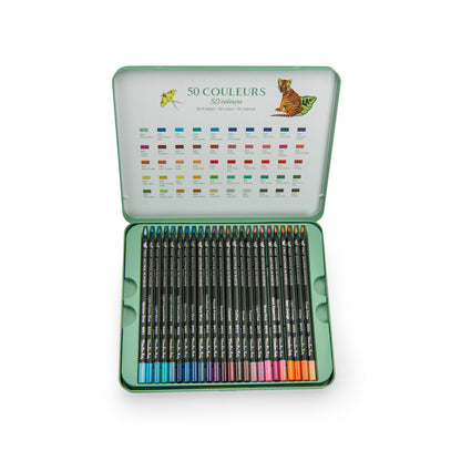 Moulin Roty Colored Pencils 50 pcs in Metal Case - Metallic