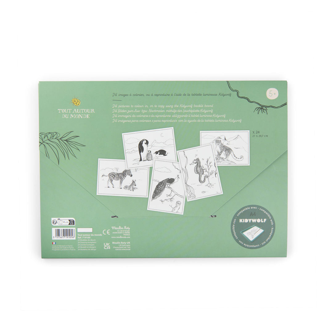 Moulin Roty - Kidywolf Drawing Templates, 24 pcs - Tout autour du monde