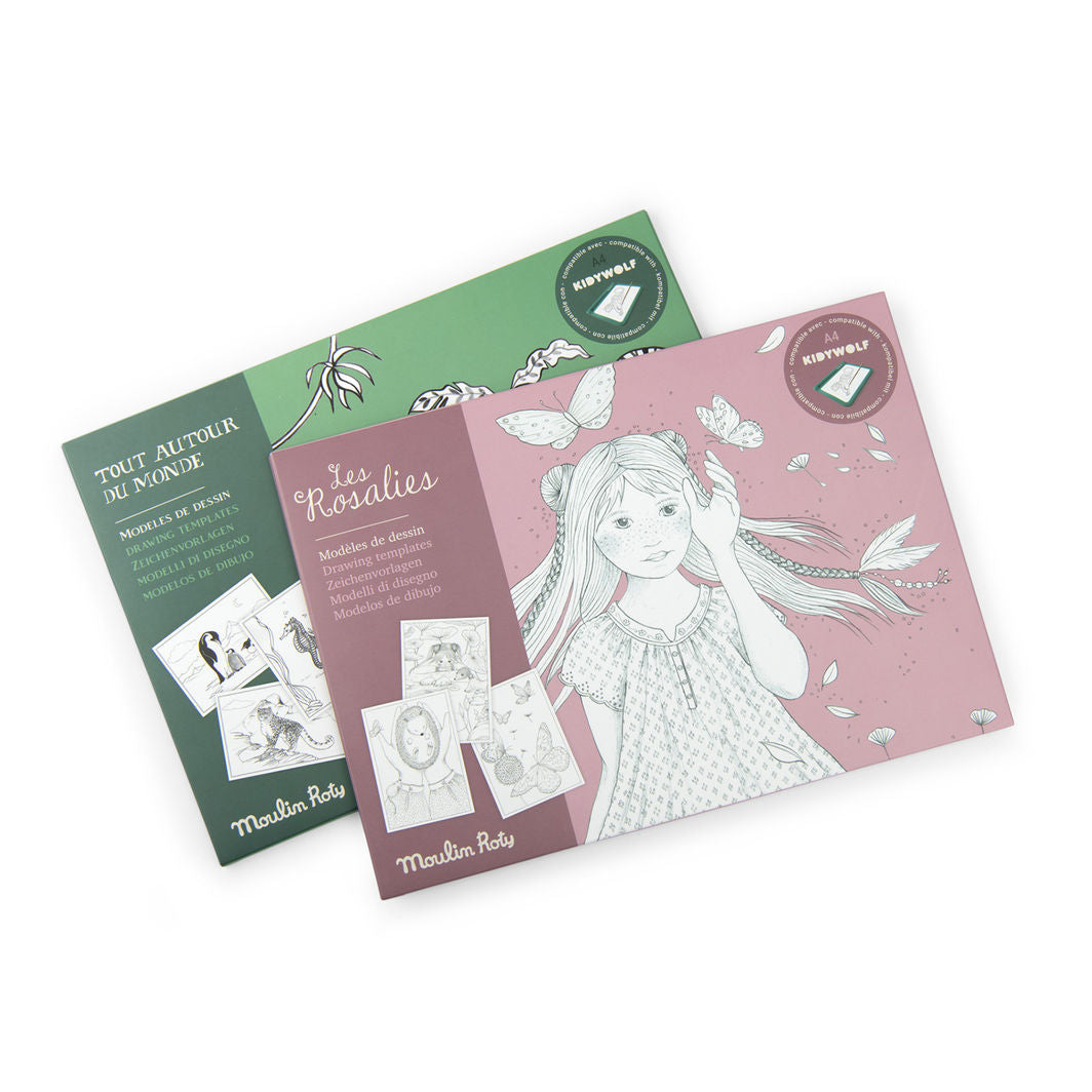 Moulin Roty - Kidywolf Drawing Templates, 24 pcs - Tout autour du monde