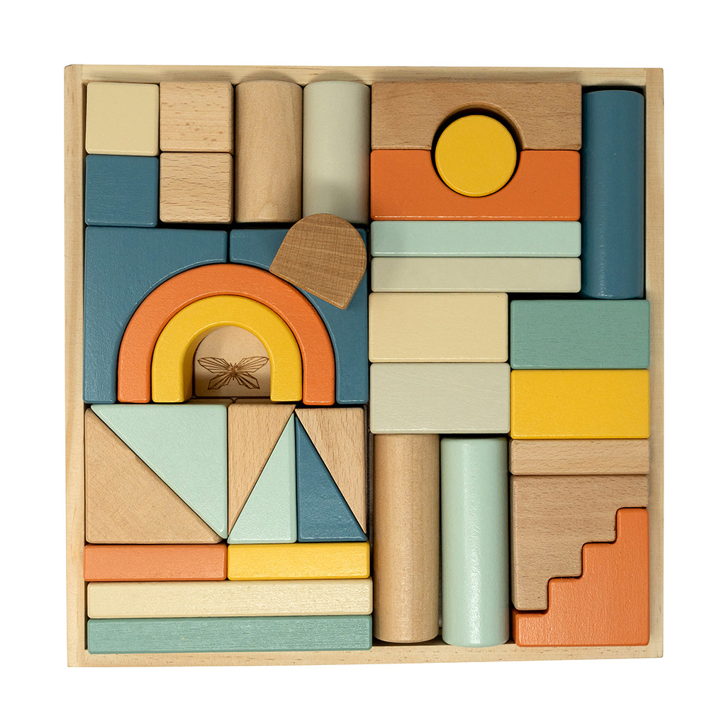 By Astrup Wooden Blocks in Tray - Blue