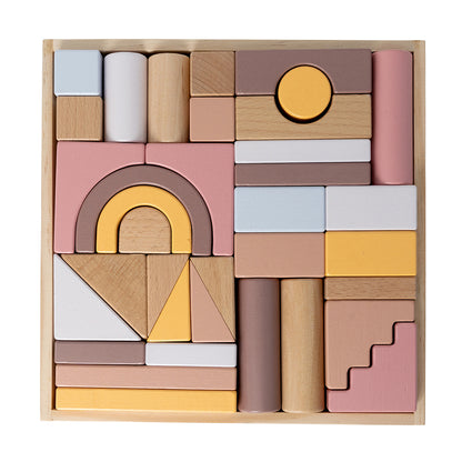 By Astrup Wooden Blocks in Tray - Pink