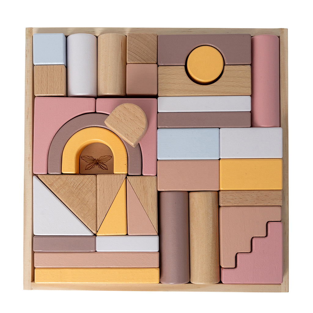 By Astrup Wooden Blocks in Tray - Pink