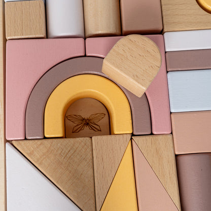 By Astrup Wooden Blocks in Tray - Pink