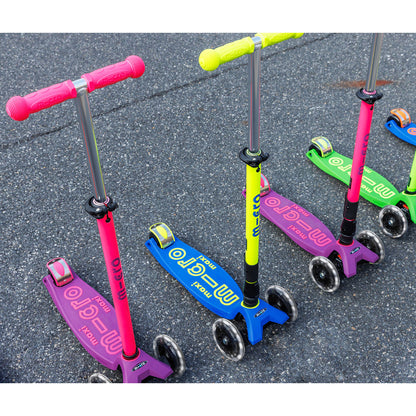 Micro Scooter Maxi Deluxe Foldable LED, Neon Canary Yellow