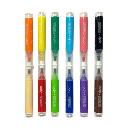 Ooly Brush Markers with Stamps, Set of 6 - Radiserne