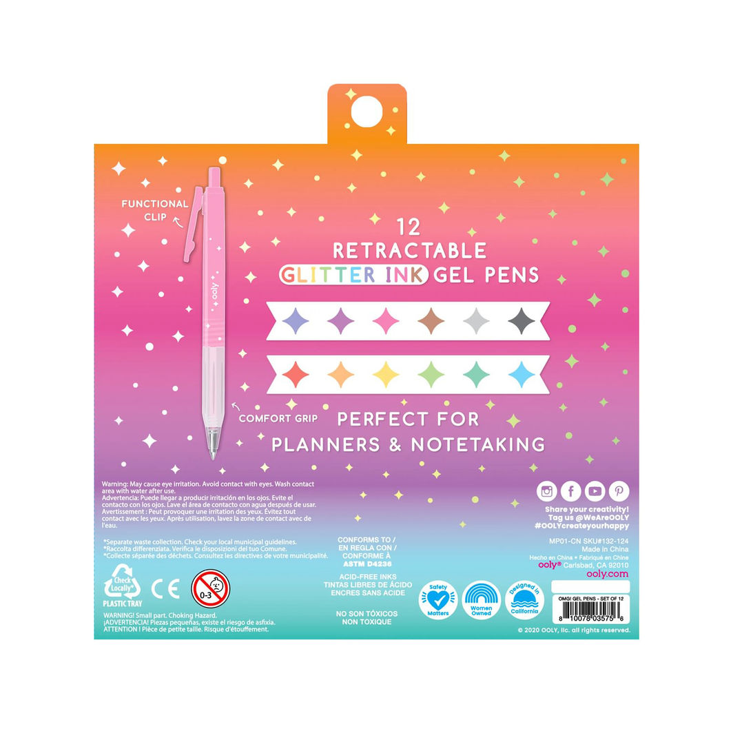 Ooly Gel Pens Set of 12, Oh My Glitter