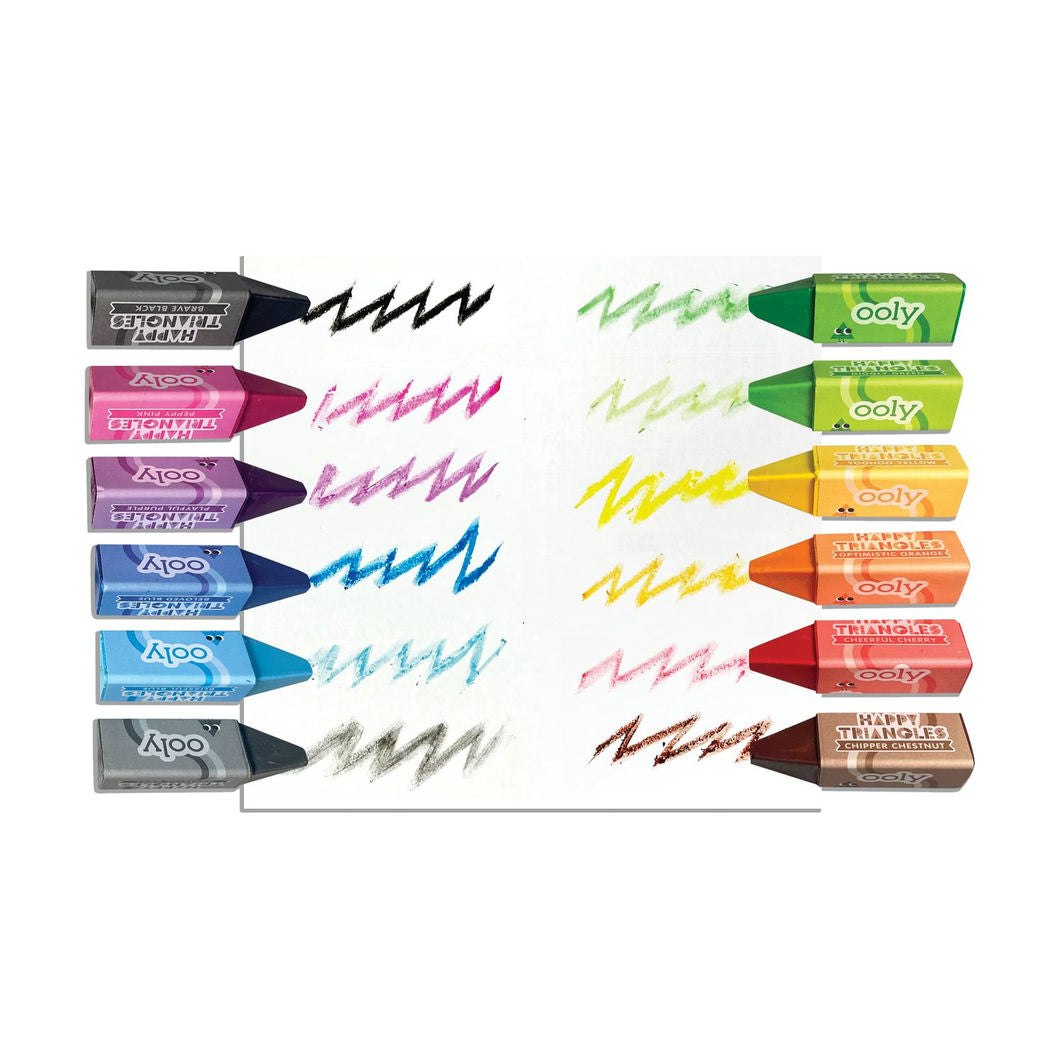 Ooly Jumbo Colour Crayons, 12 pcs – Happy Triangles