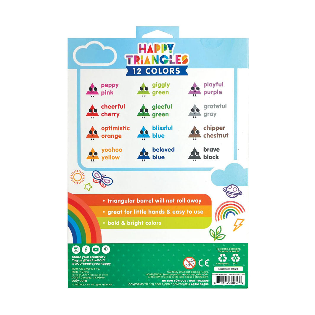 Ooly Jumbo Colour Crayons, 12 pcs – Happy Triangles