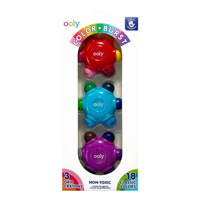Ooly Crayons 3x6 Colors - Easy Grip Colour Burst