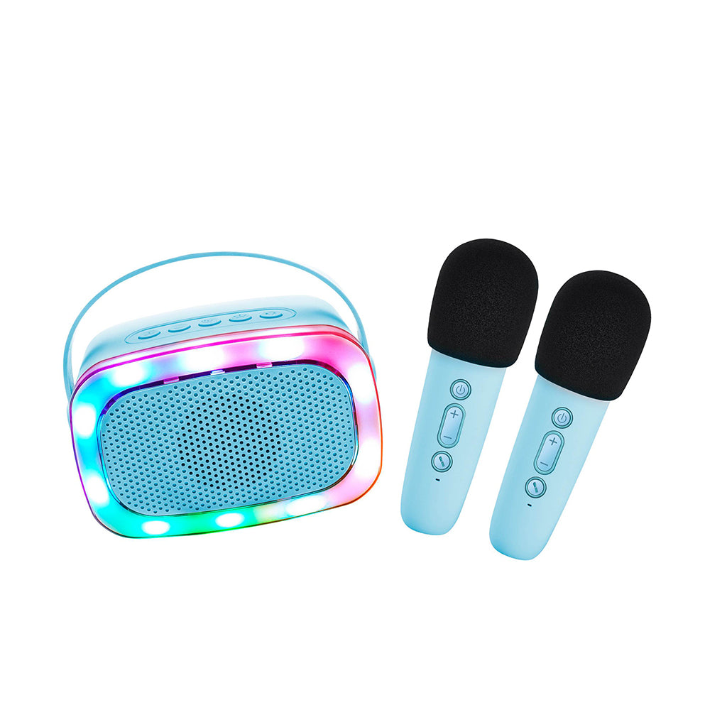 Lalarma Karaoke Speaker with Lights and 2 Microphones, Blue