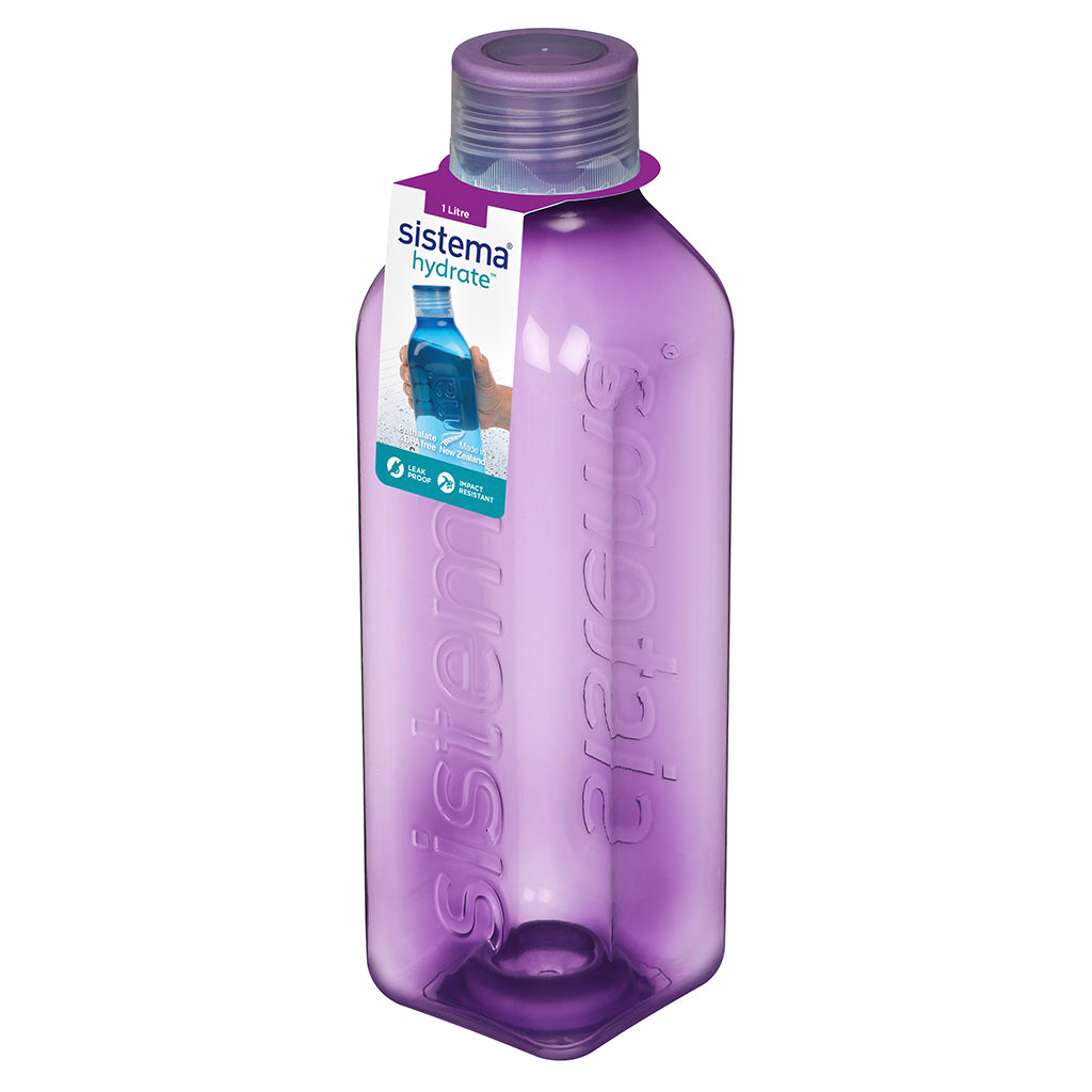 Sistema drikkedunk, Square bottle, 1 L - Misty purple