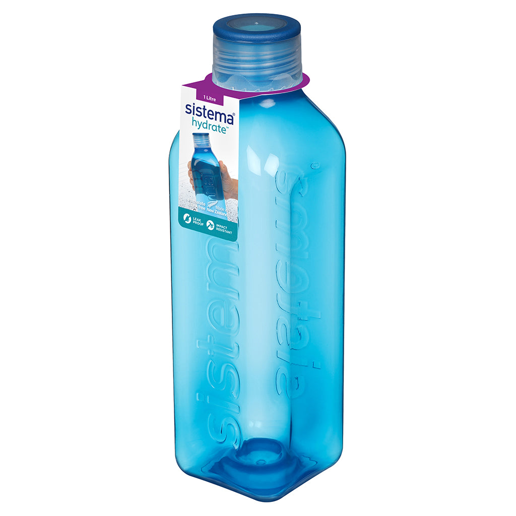 Sistema Water Bottle, Square Bottle, 1 L - Ocean Blue