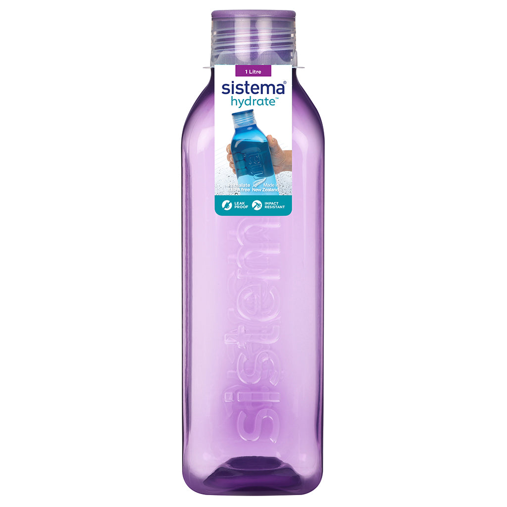Sistema Drinking Bottle, Square Design, 1 L - Misty Purple