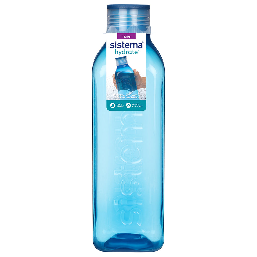 Sistema Water Bottle, Square Bottle, 1 L - Ocean Blue