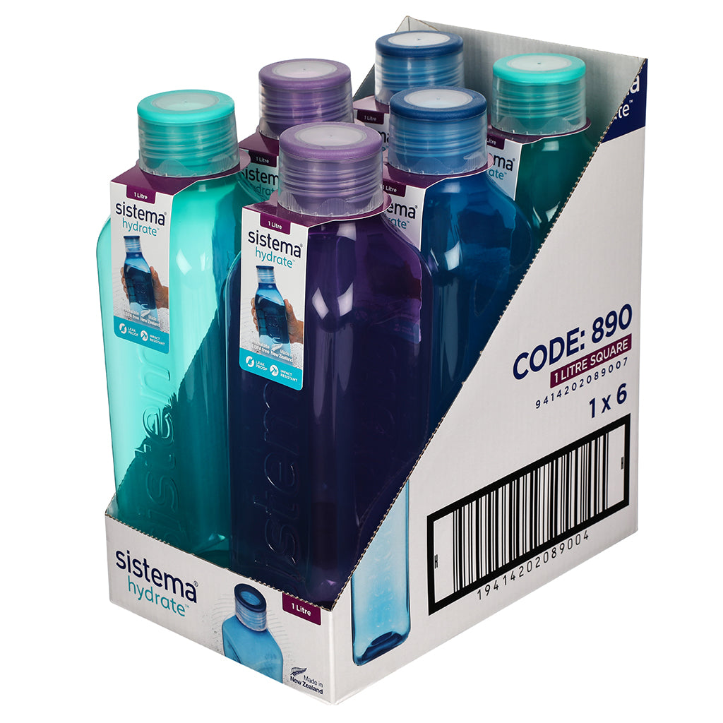 Sistema Drinking Bottle, Square Design, 1 L - Misty Purple