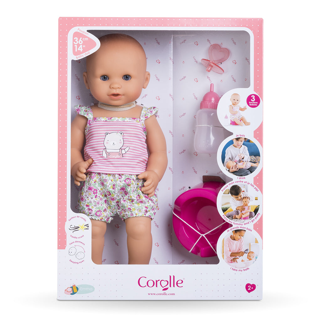 Corolle Baby Doll Mon Grand 36 cm, Emma - Bath Doll That Drinks and Wets
