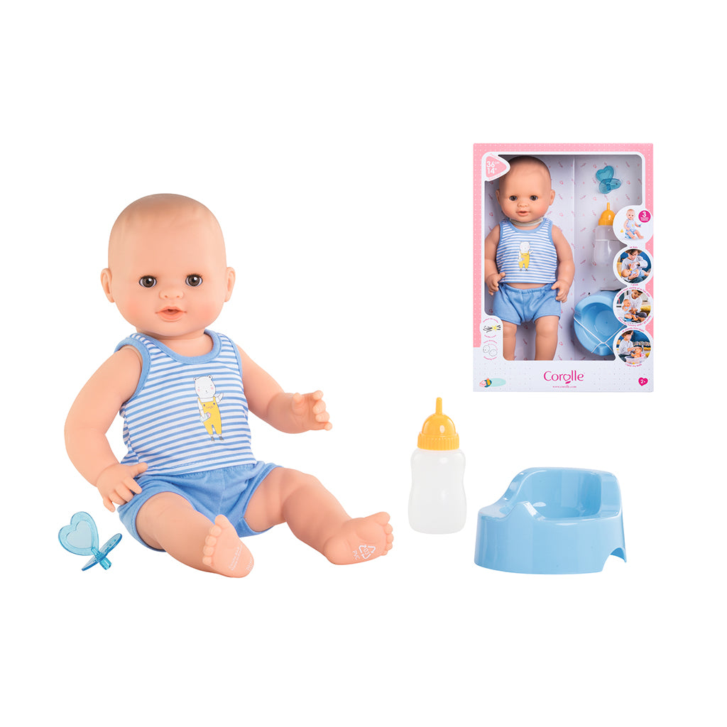 Corolle Baby Doll Mon Grand 36 cm, Paul - Bath Doll That Can Drink and Wet