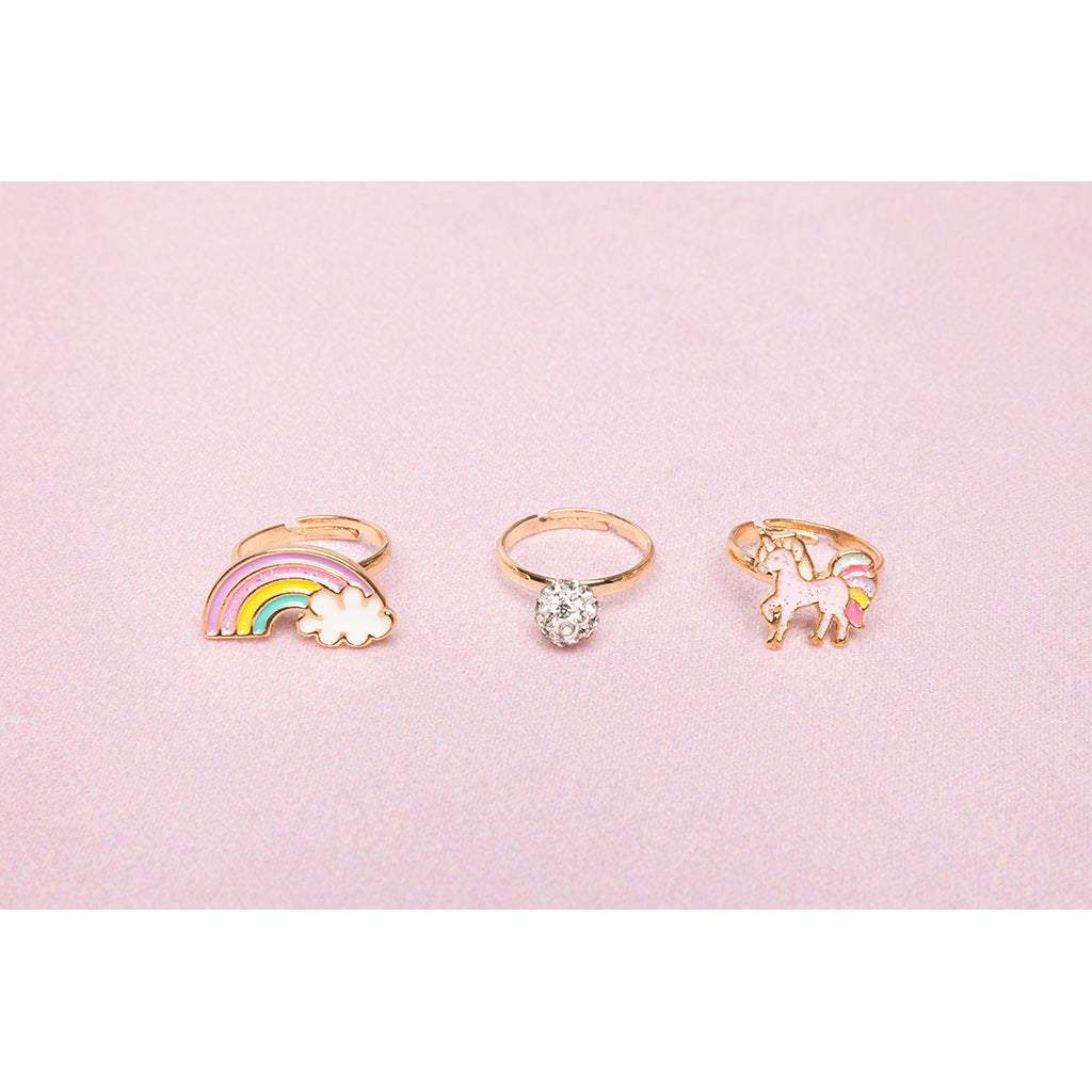 Great Pretenders 3 Finger Rings, Unicorn Rainbow