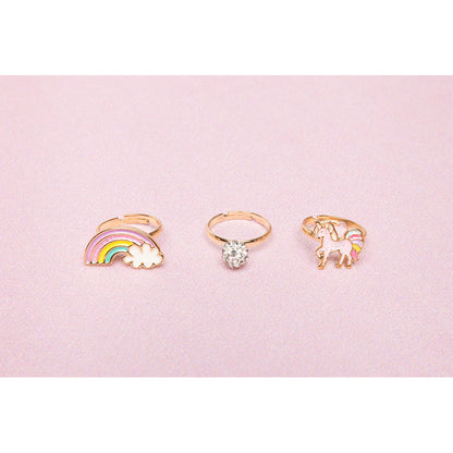 Great Pretenders 3 Finger Rings, Unicorn Rainbow