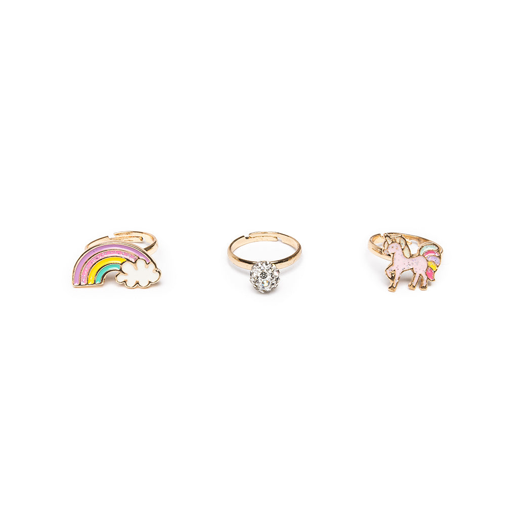 Great Pretenders 3 Finger Rings, Unicorn Rainbow