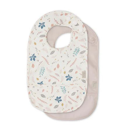 Cam Cam Bib with Pocket, 2-Pack - Pressed Leaves Rose/Dusty Rose