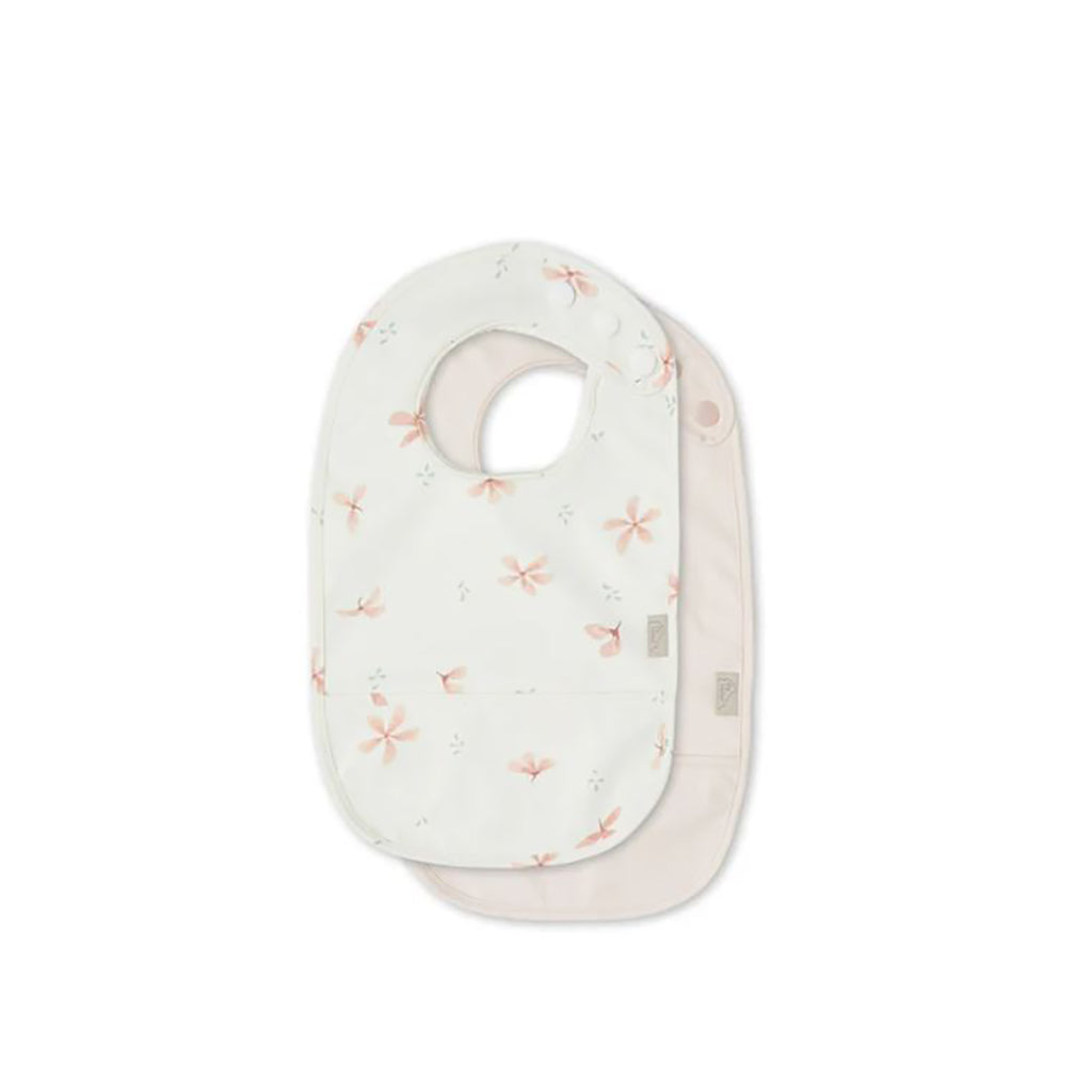Cam Cam Bib with Pocket, 2-Pack - Windflower Creme/ Blossom Pink