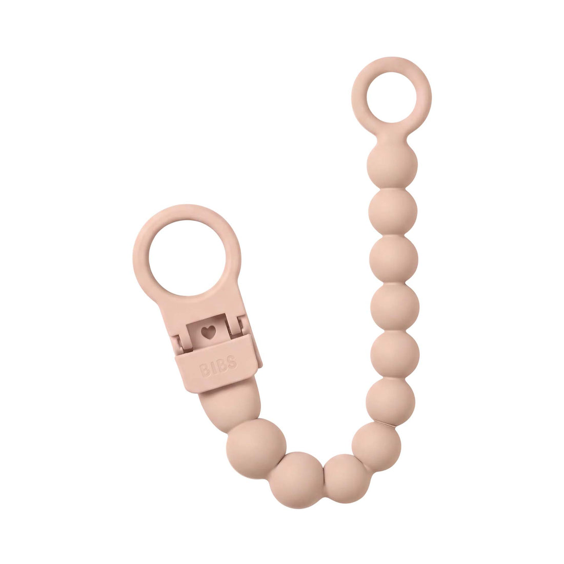 Bibs Silicone Pacifier Clip, Beaded – Blush