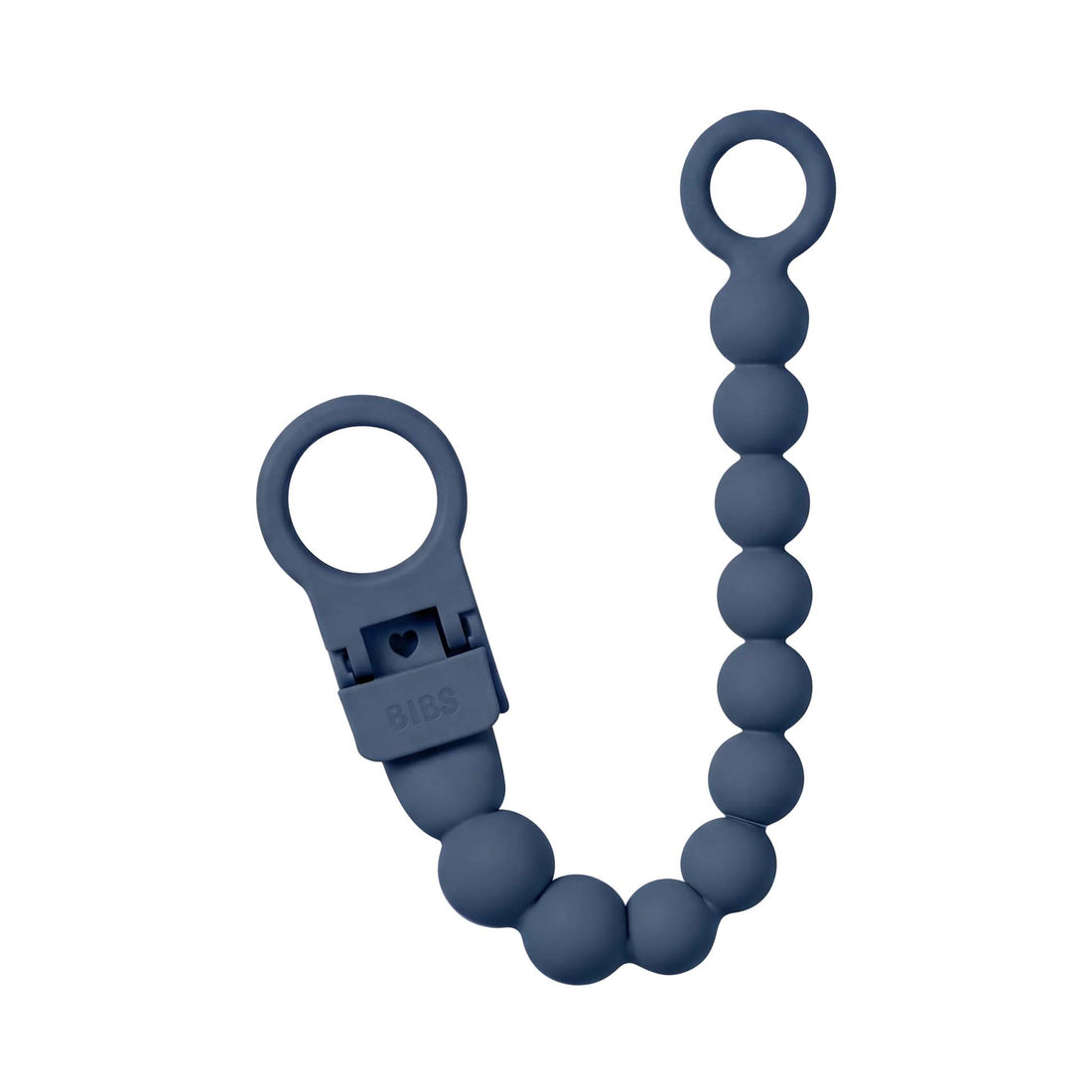 Bibs Silicone Pacifier Clip, Beaded – Steel Blue