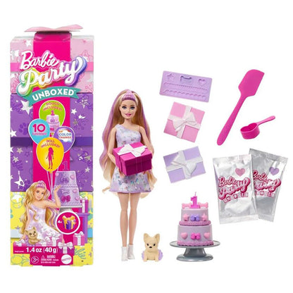 Barbie Party Unboxed Doll with Blonde Hair and 10 Surprises