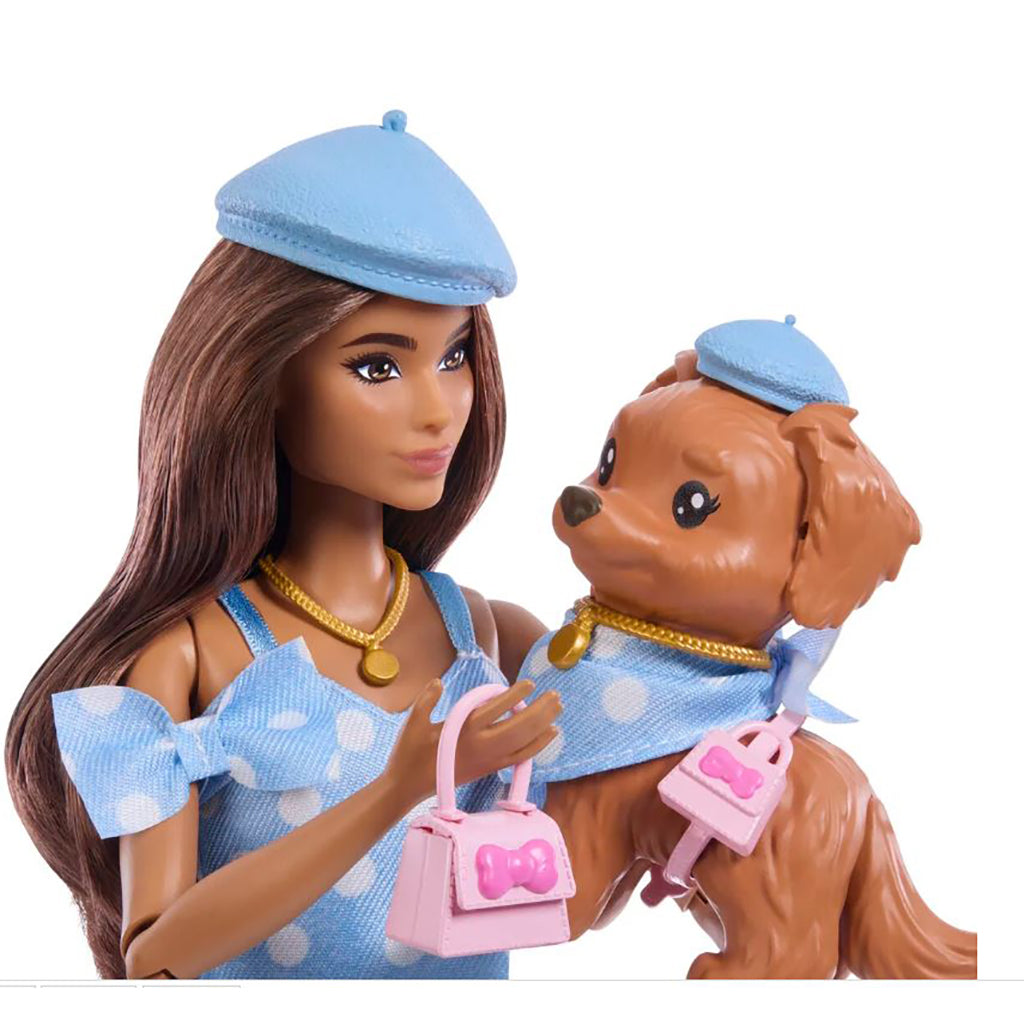 Barbie Twinning Looks Brunette Polka Dots Doll with Dog