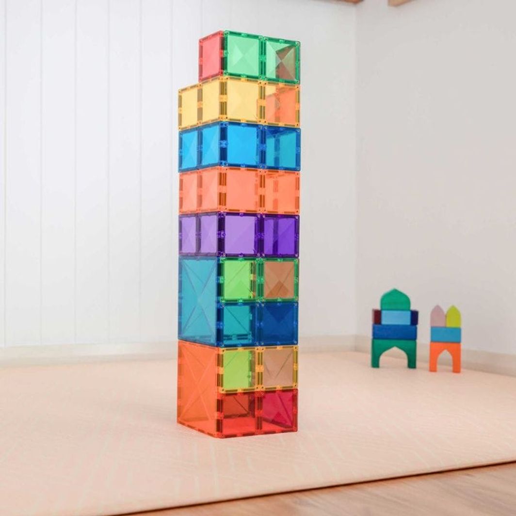 Connetix Square Pack, Magnetic Construction Set with 42 Pieces – Rainbow