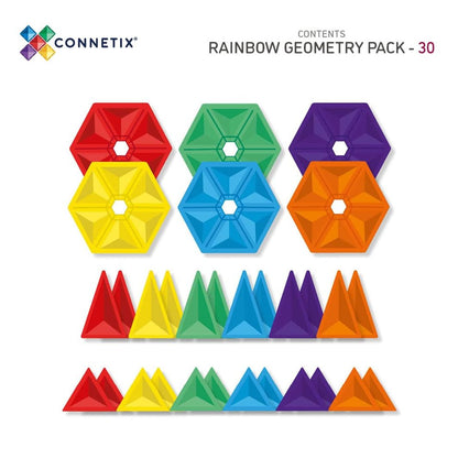 Connetix Geometry Pack, Magnetic Building Set with 30 Pieces - Rainbow