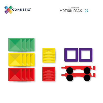 Connetix Motion Pack, Magnetic Construction Set with 24 Pieces – Rainbow