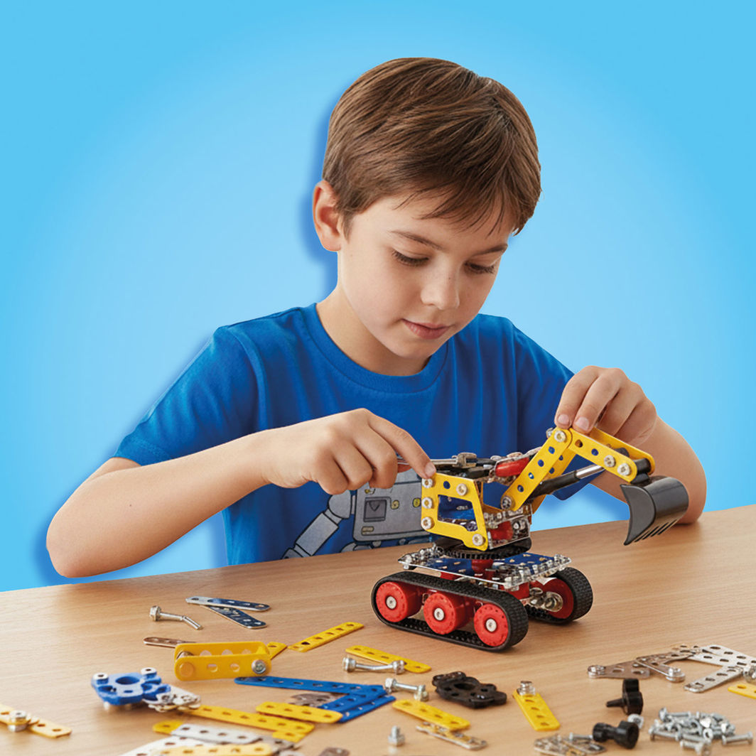 SES Creative Construction Set, Work Vehicles 3-in-1 – Metal