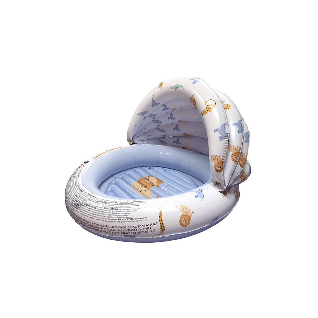 Swim Essentials, 100 cm Paddling Pool with Shade – Wild Life Canopy