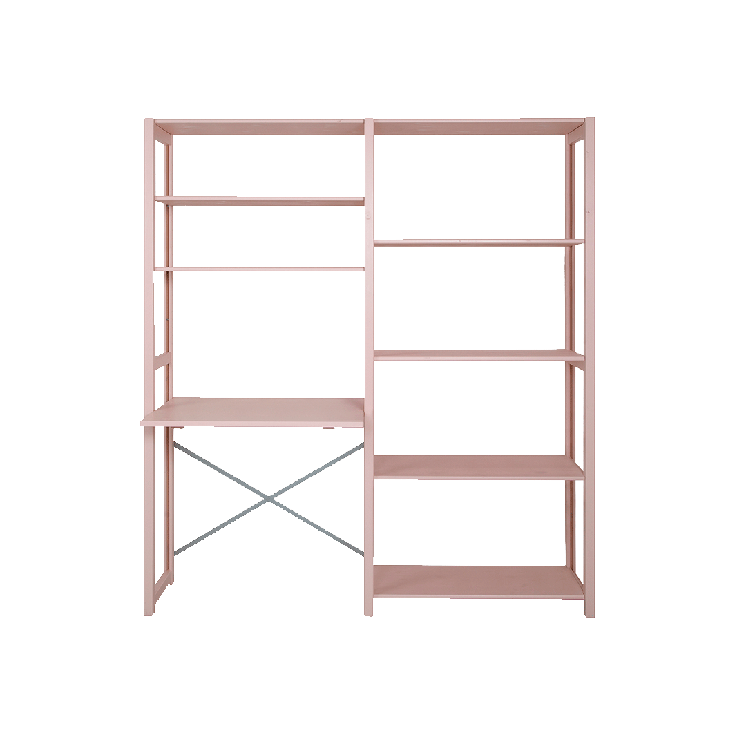 By Aulum Agger Large Ladder Bookcase with Desk, H: 198 x W: 163 cm – Blush