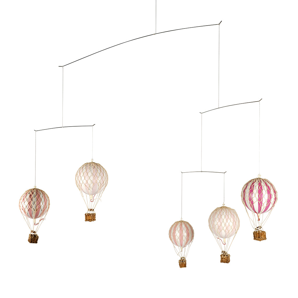 Mobile with Hot Air Balloons in Pink Shades