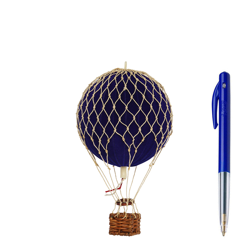 Velvet Blue Hot Air Balloon - H: 13 x D: 8.5 cm