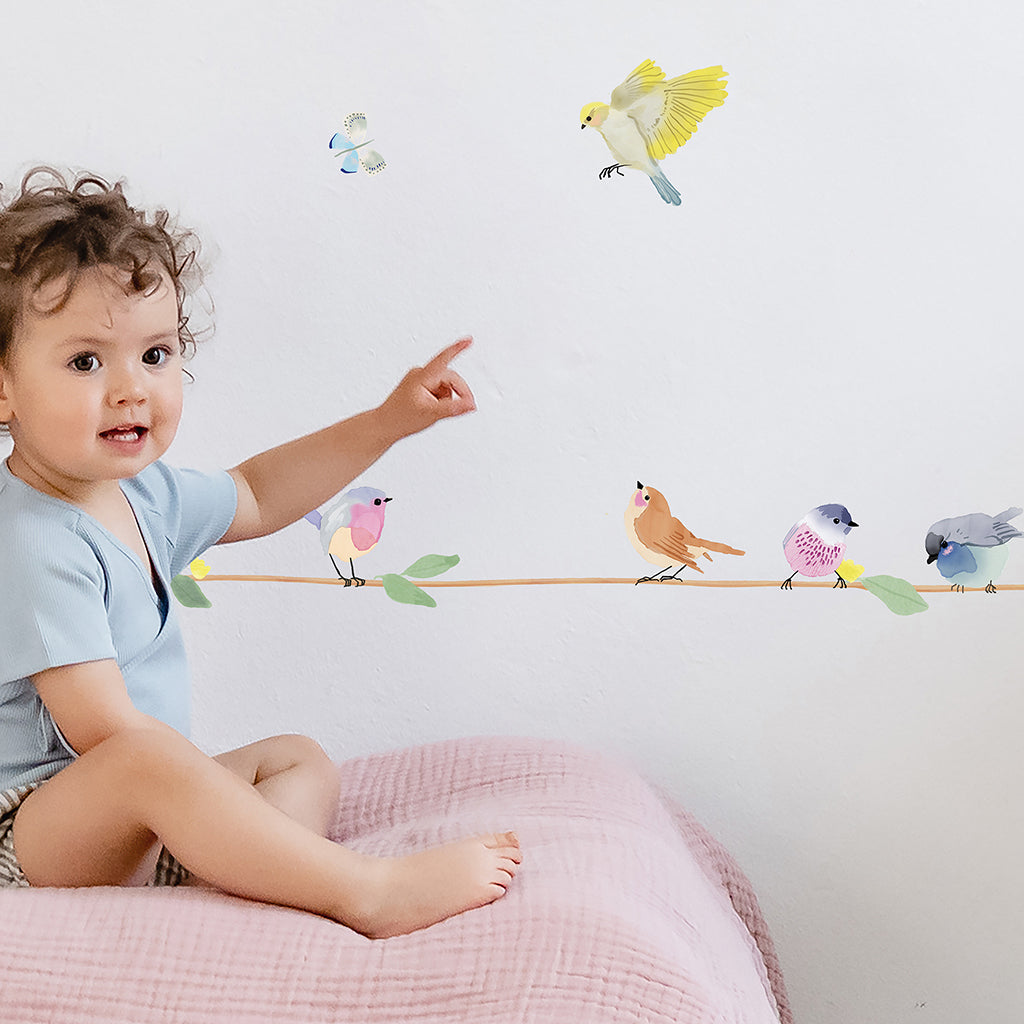 Mimi Lou Wall Sticker Border, Branch with Birds