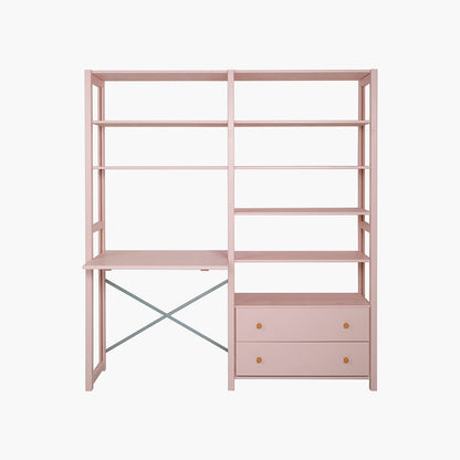 By Aulum Agger Deluxe Ladder Shelf with Desk, H: 198 x W: 163 cm - Blush