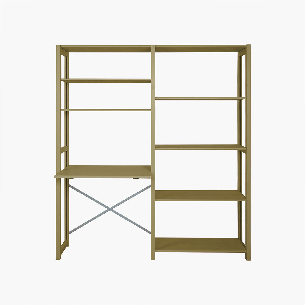 By Aulum Agger Large Ladder Shelf with Desk, H: 179 x W: 163 cm - Olive