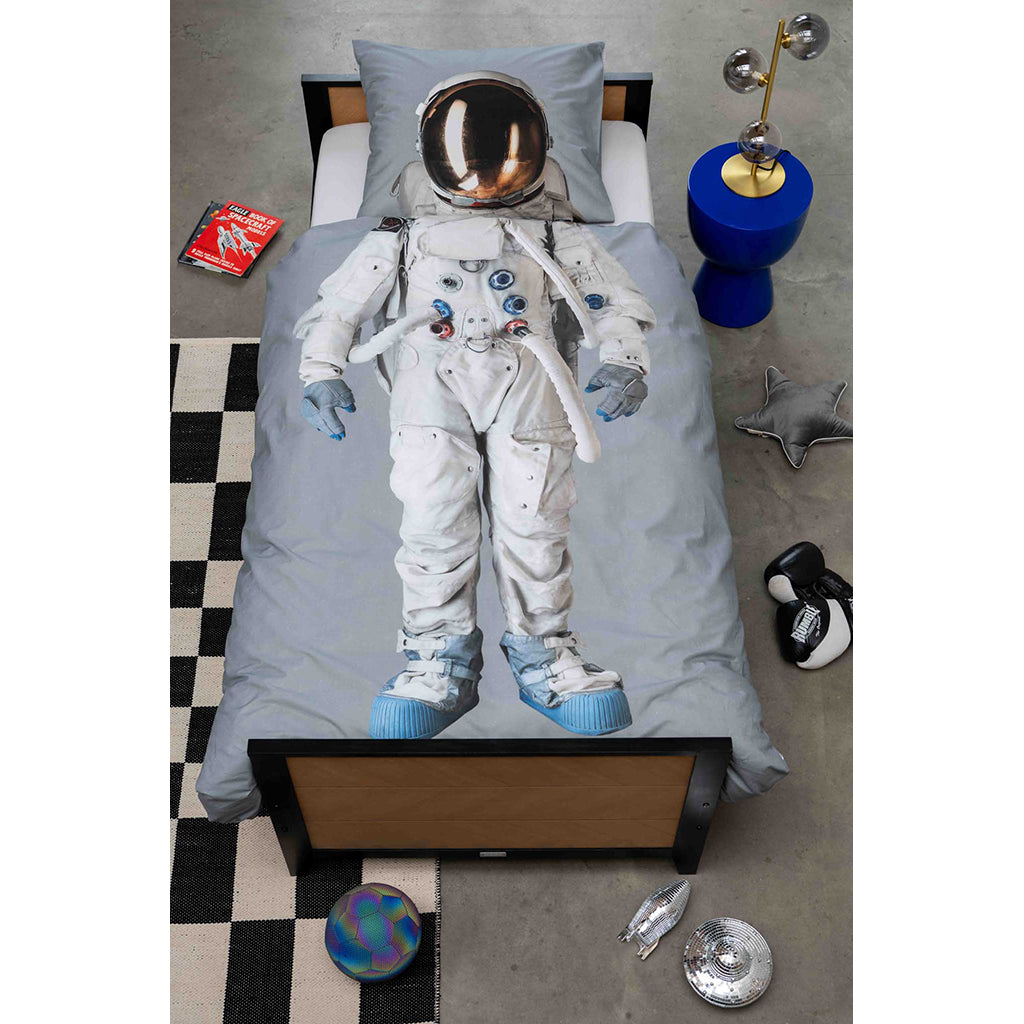 Snurk Organic Adult Bedding - Astronaut Grey Space