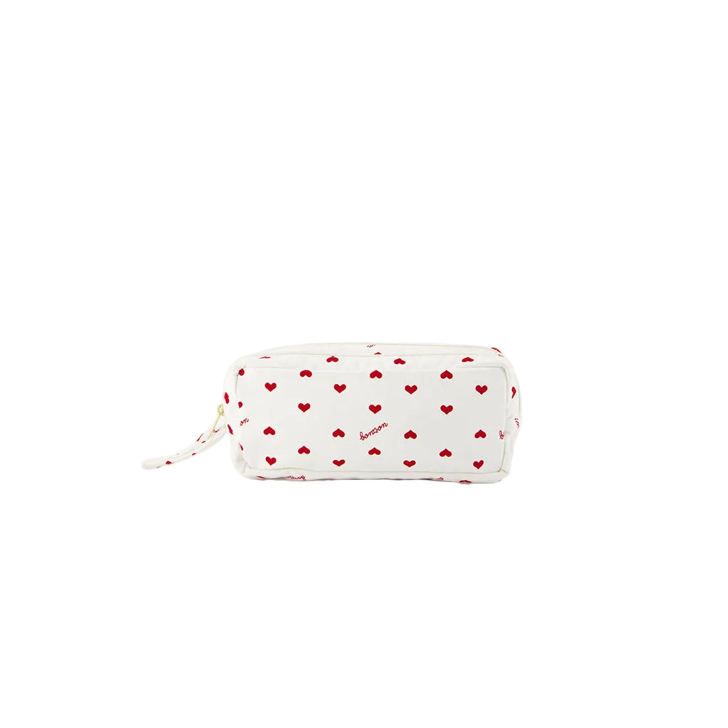 Bonton Pencil Case, Red Hearts