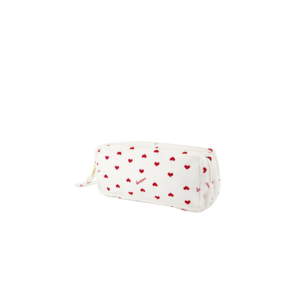 Bonton Pencil Case, Red Hearts